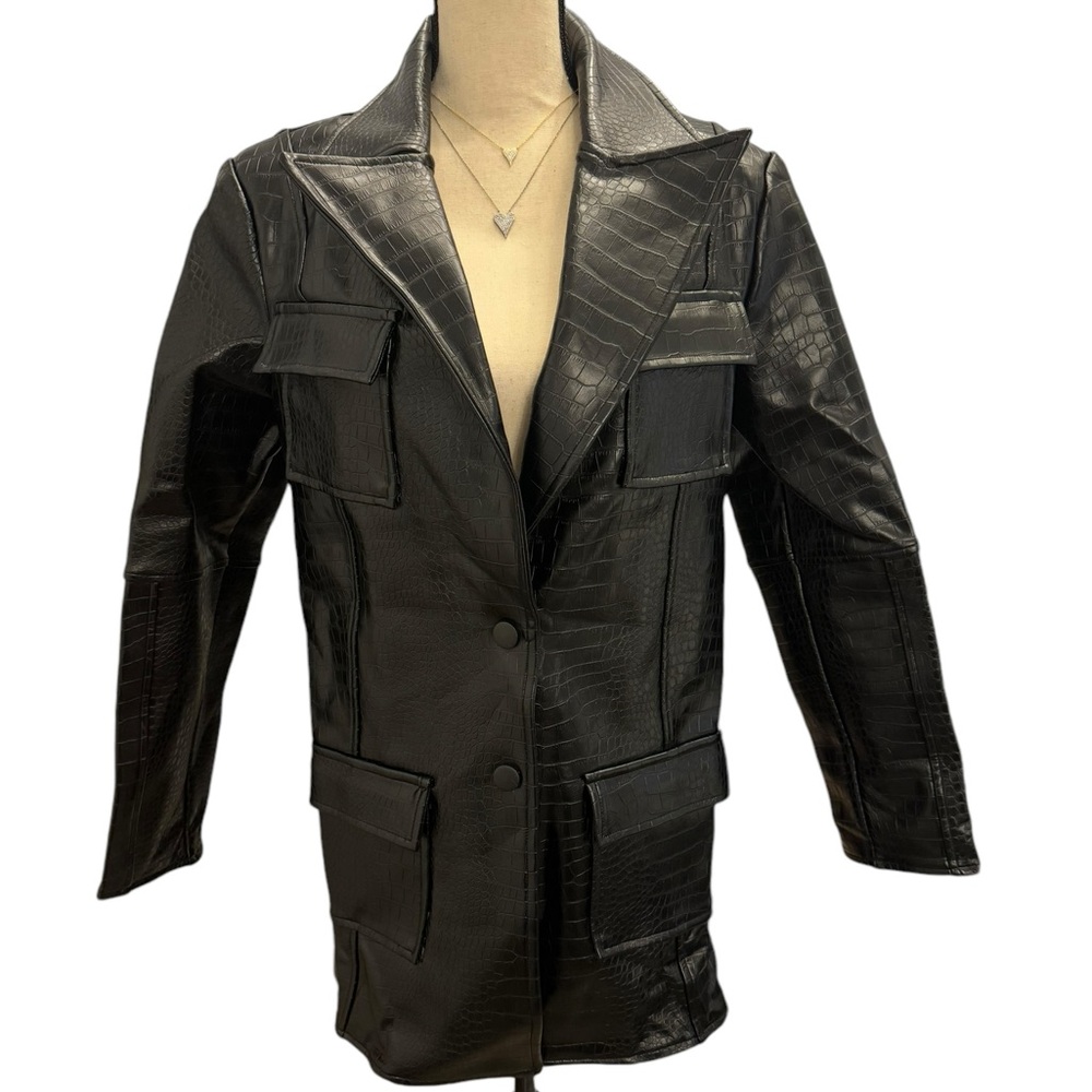 JLUXLABEL CROC LEATHER JACKET